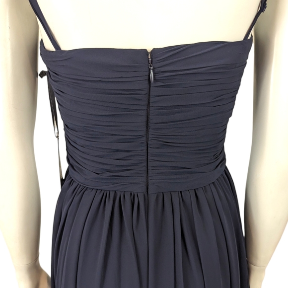 Vera Wang Dress Chiffon Long Gown Navy Blue Strapless Formal Black Tie Womens 6 - Picture 5 of 13